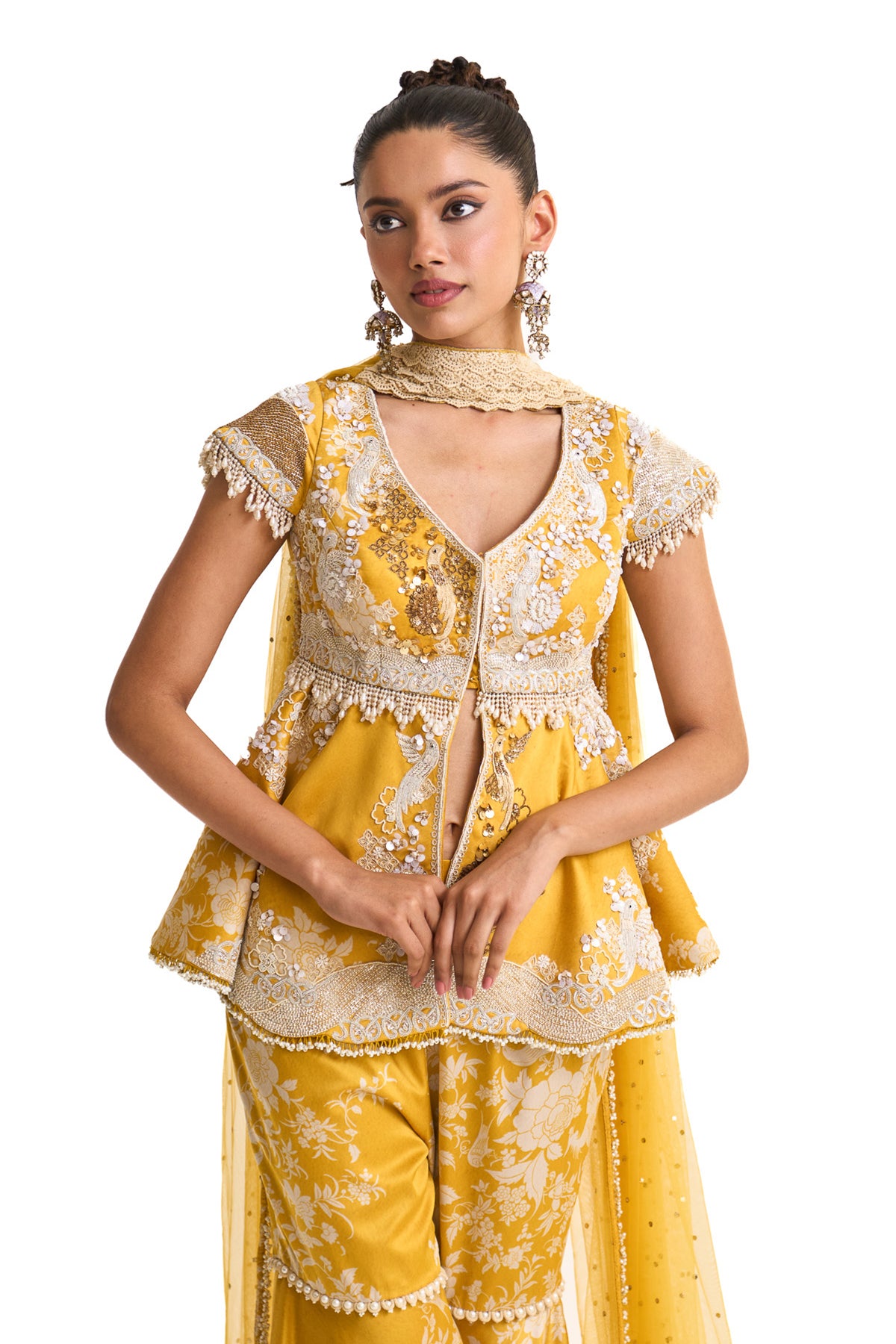 Parsi yellow peplum set