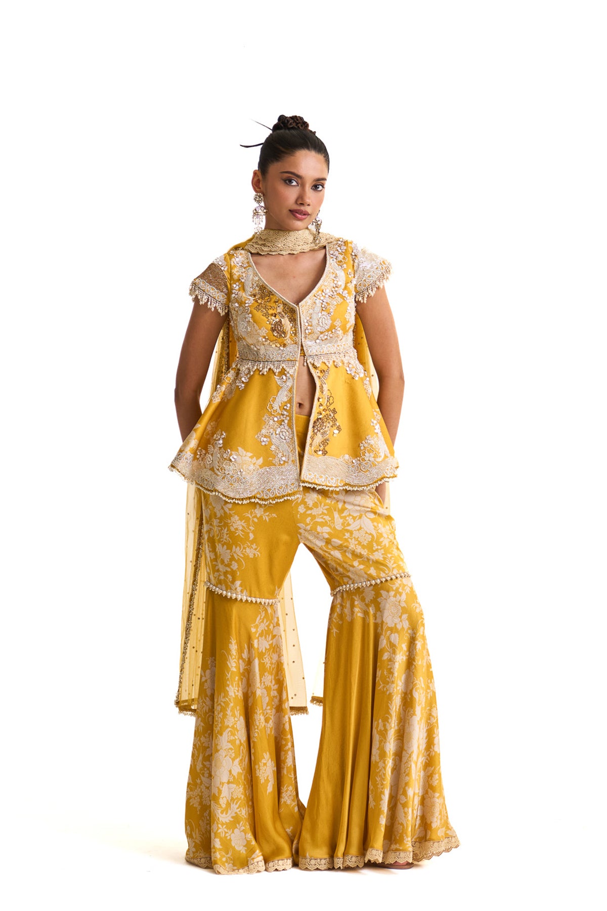 Parsi yellow peplum set