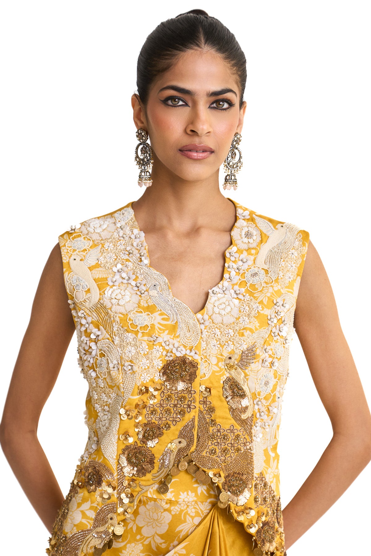 Parsi yellow waist coat set