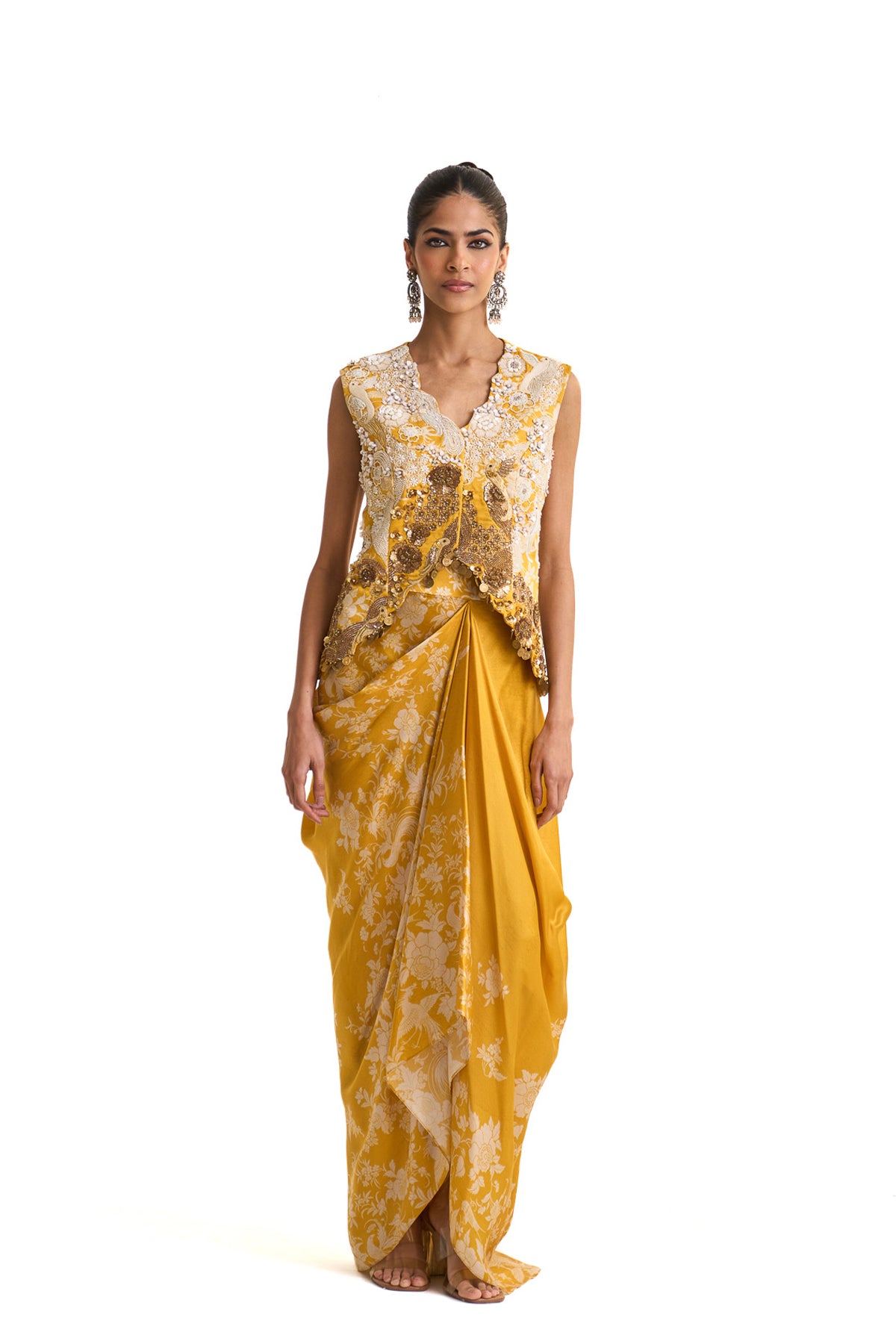 Parsi yellow waist coat set