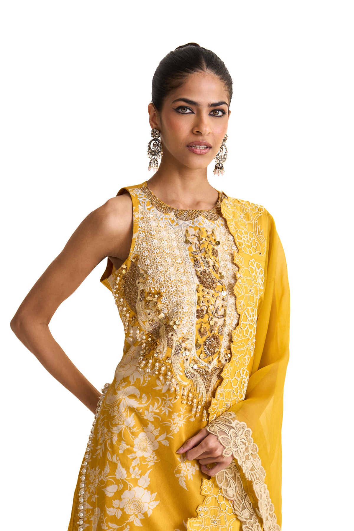 Parsi yellow long suit set