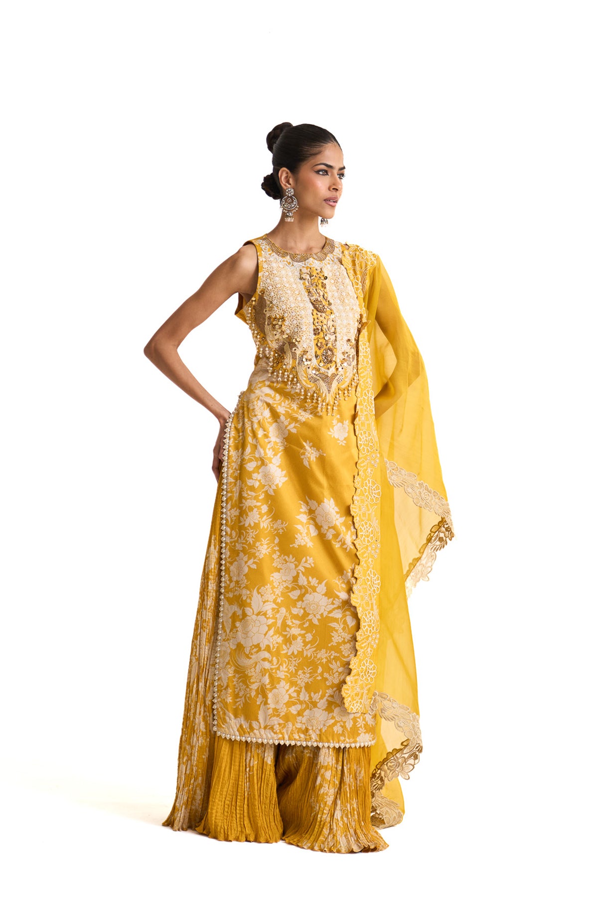Parsi yellow long suit set