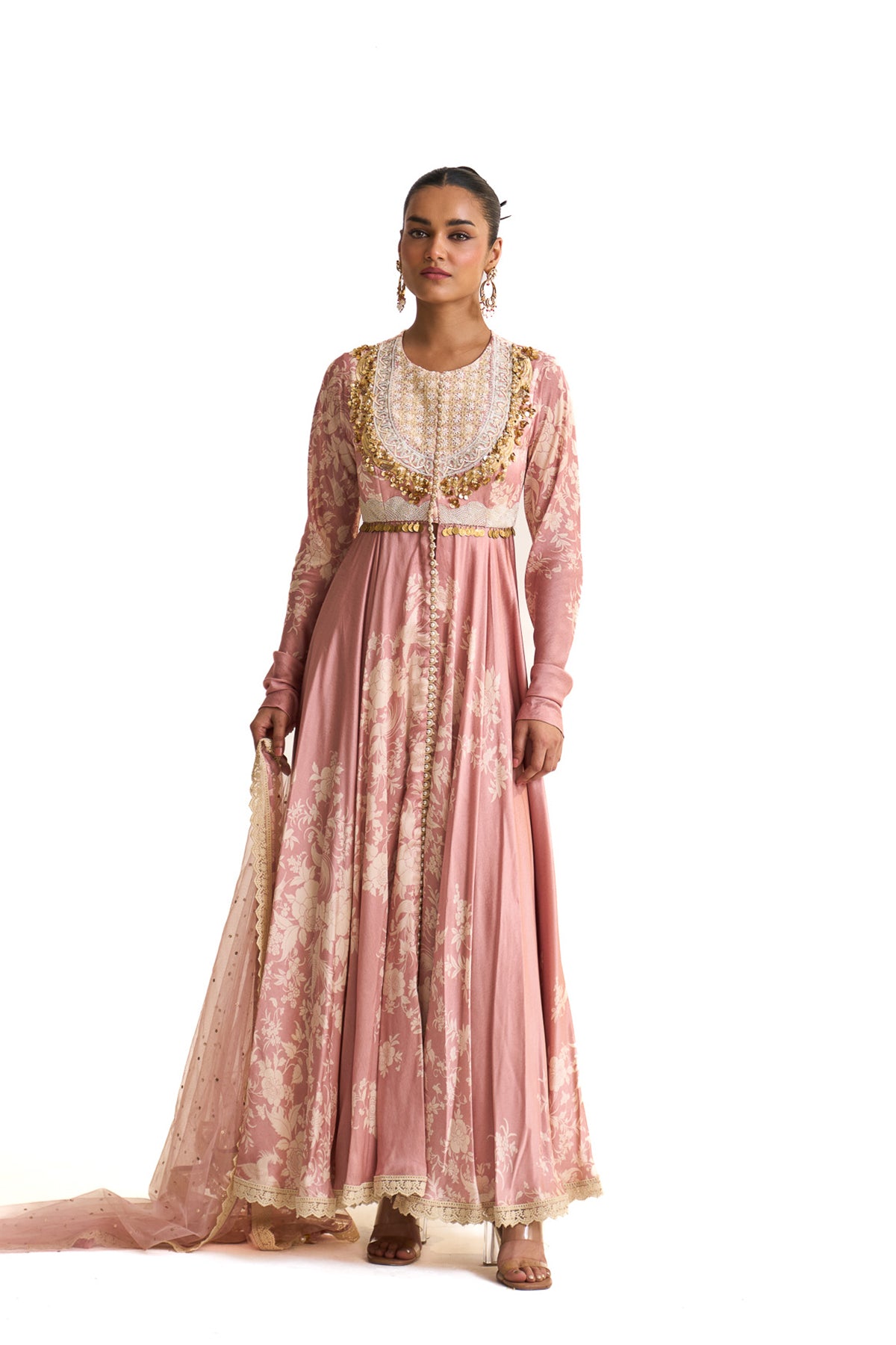 Parsi pink anarkali set