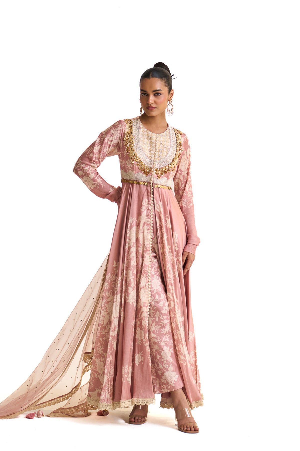 Parsi pink anarkali set