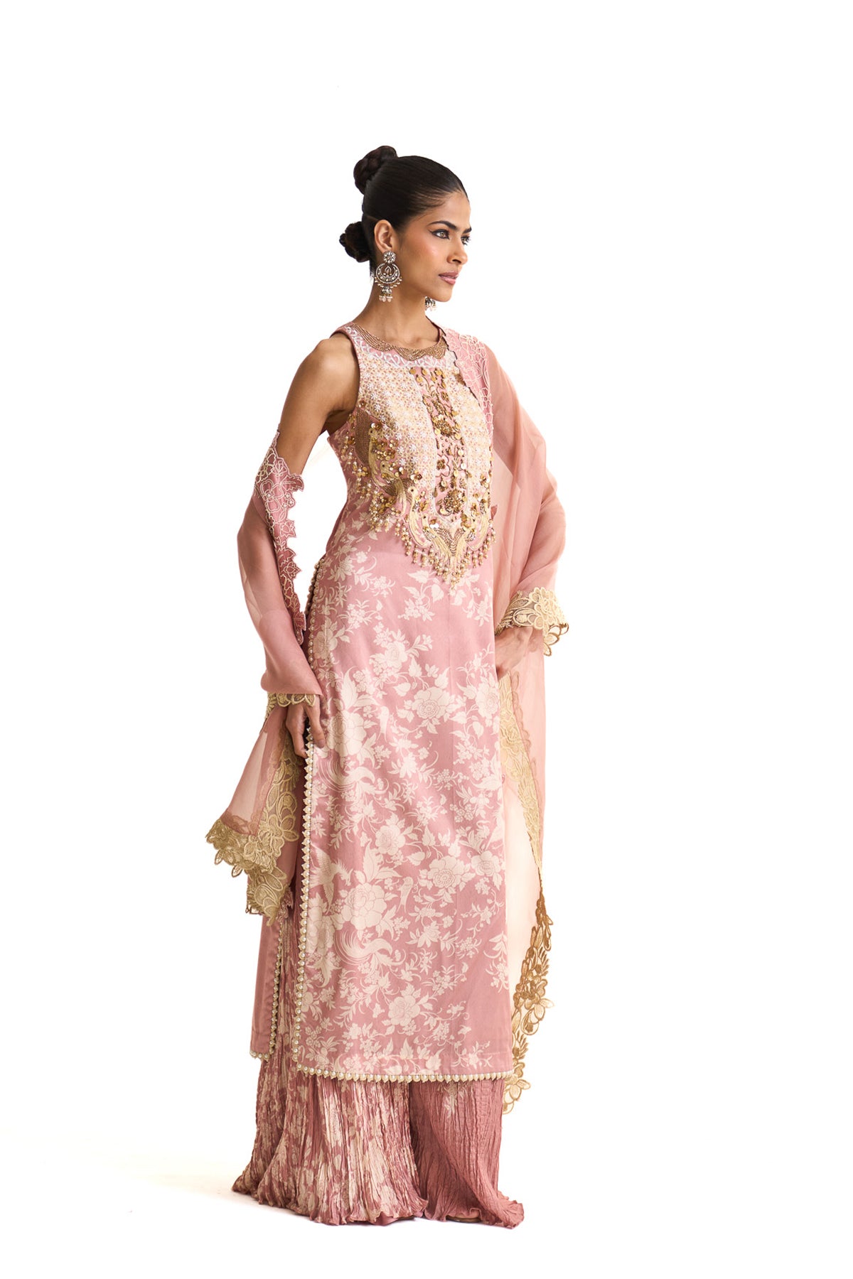 Parsi pink long suit set