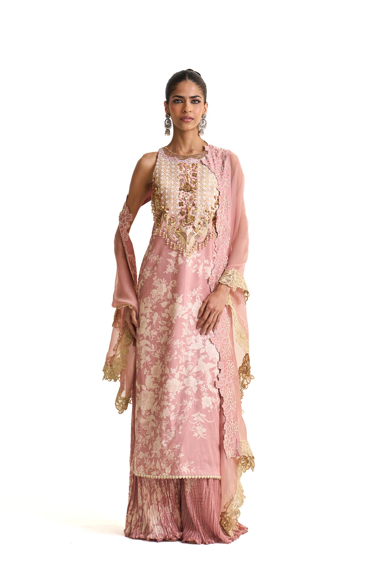 Parsi pink long suit set