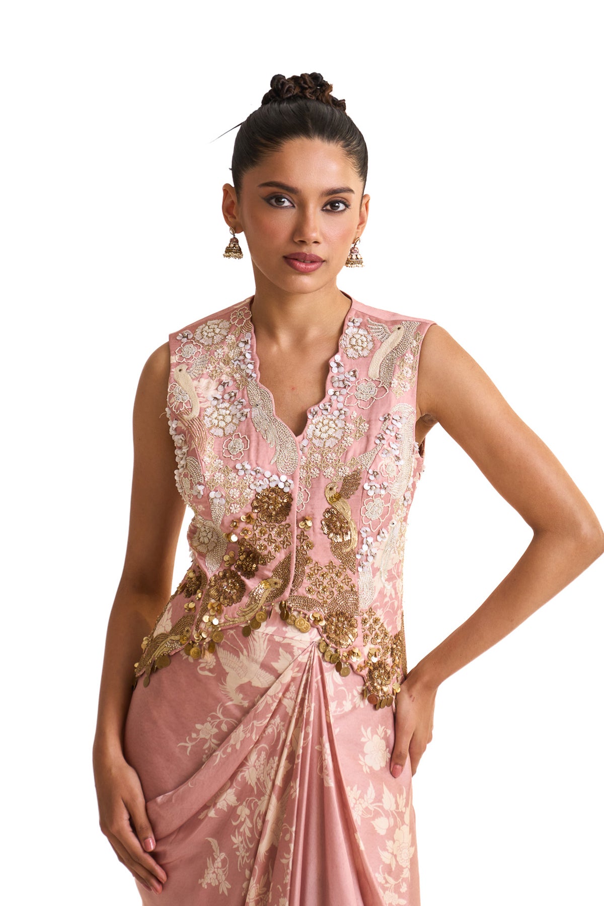 Parsi pink waist coat set