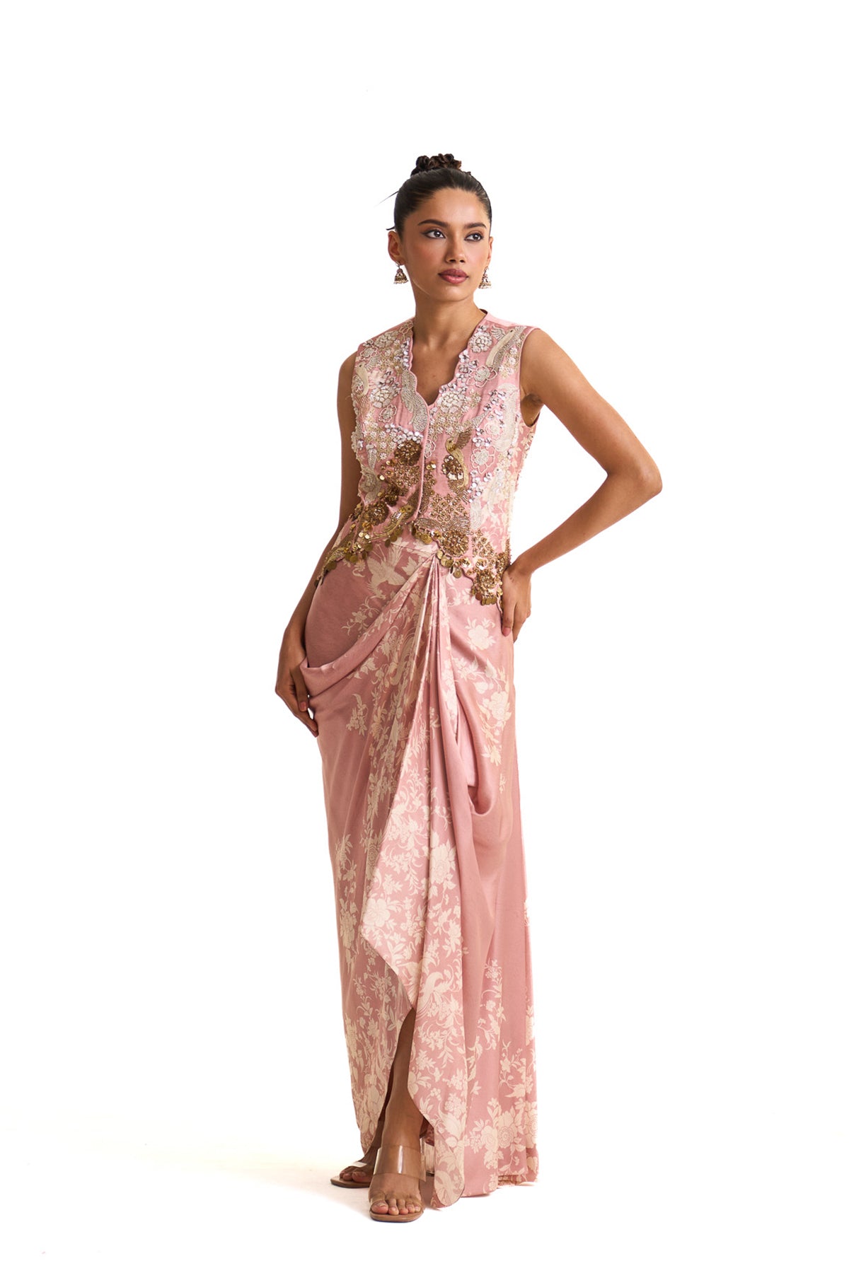 Parsi pink waist coat set