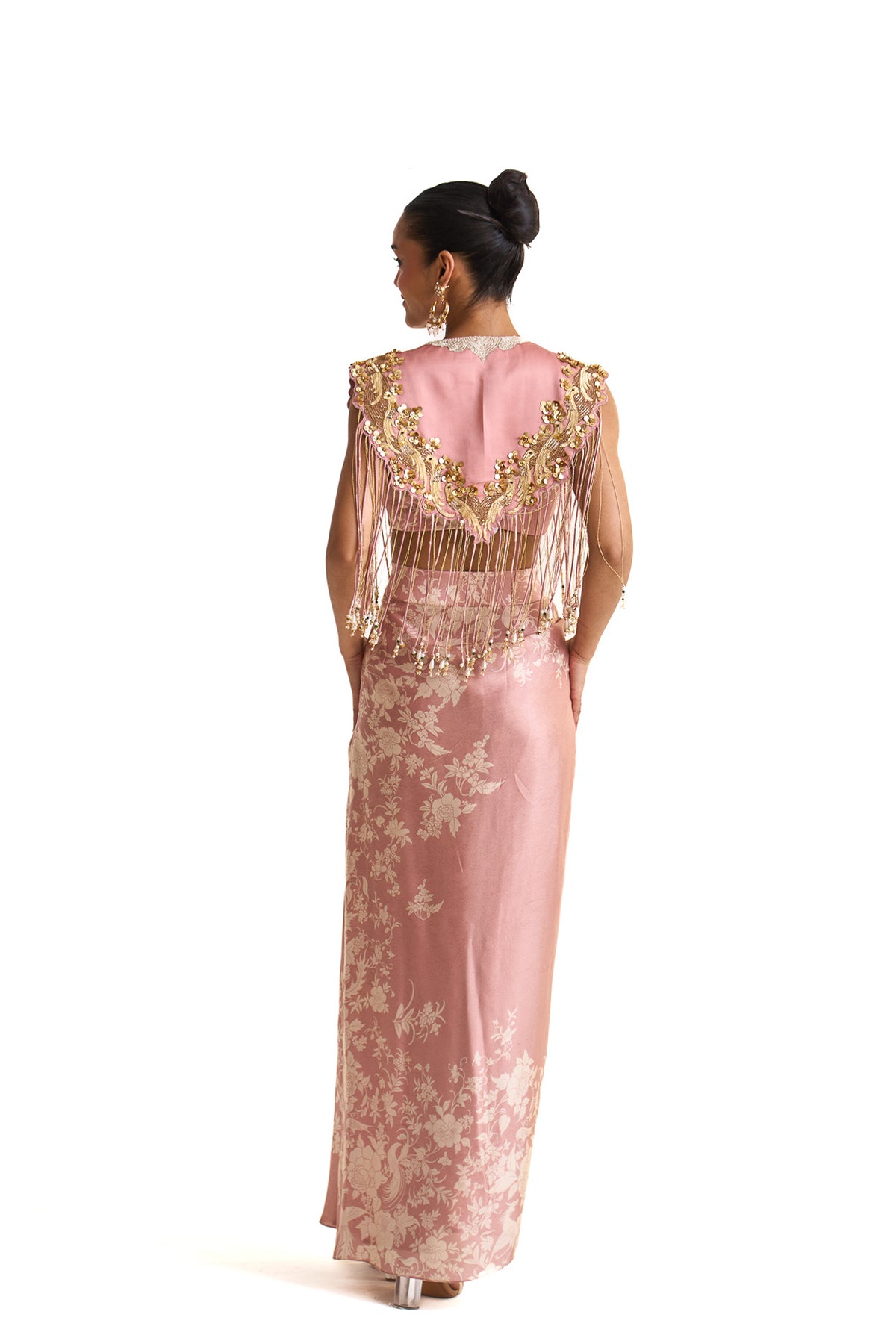 Parsi pink fringes collar set