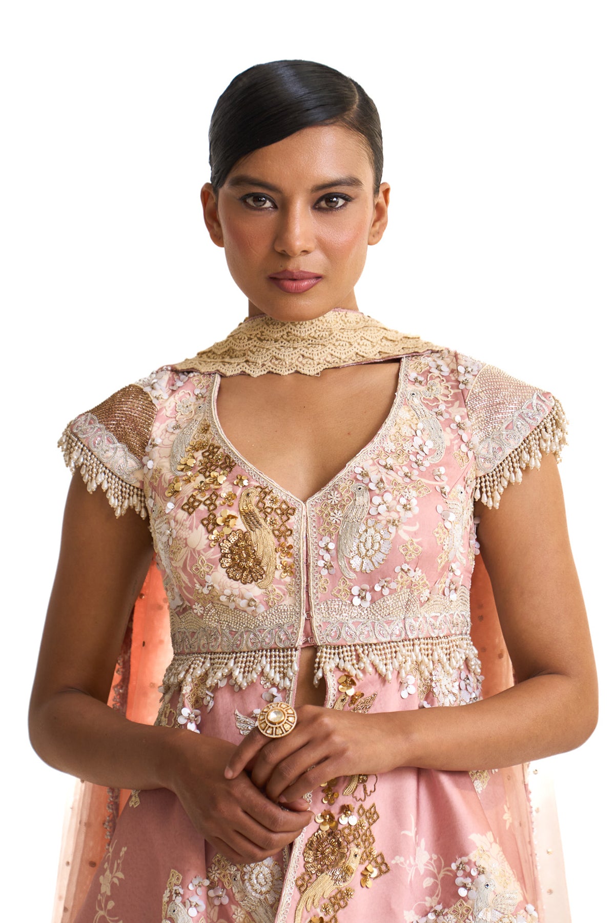 Parsi pink peplum set