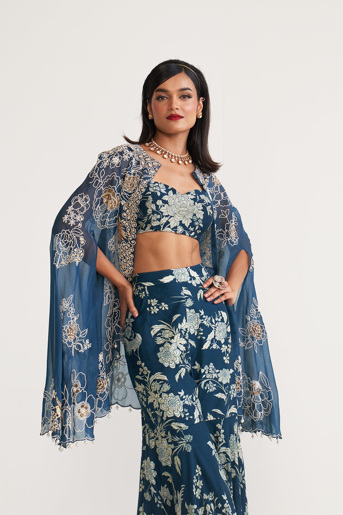 Parsi jaal cape and garara set