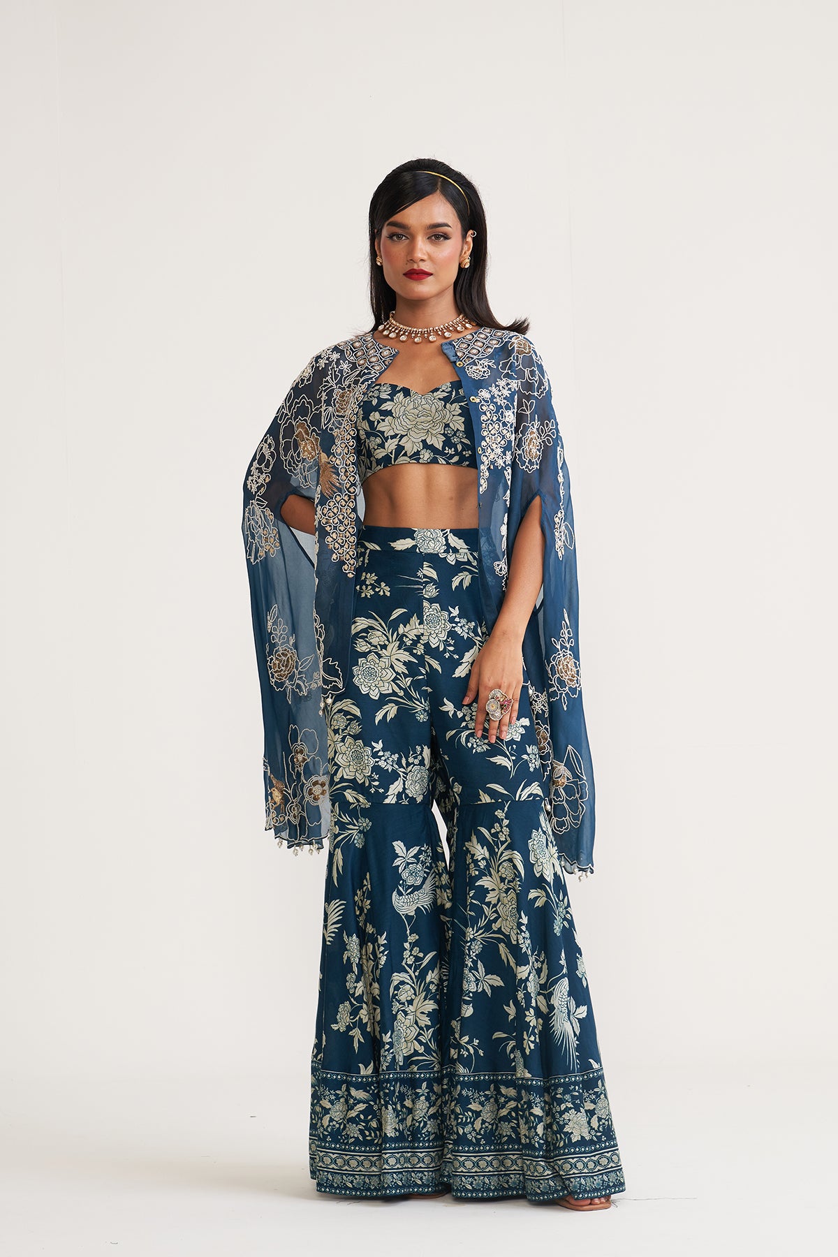 Parsi jaal cape and garara set