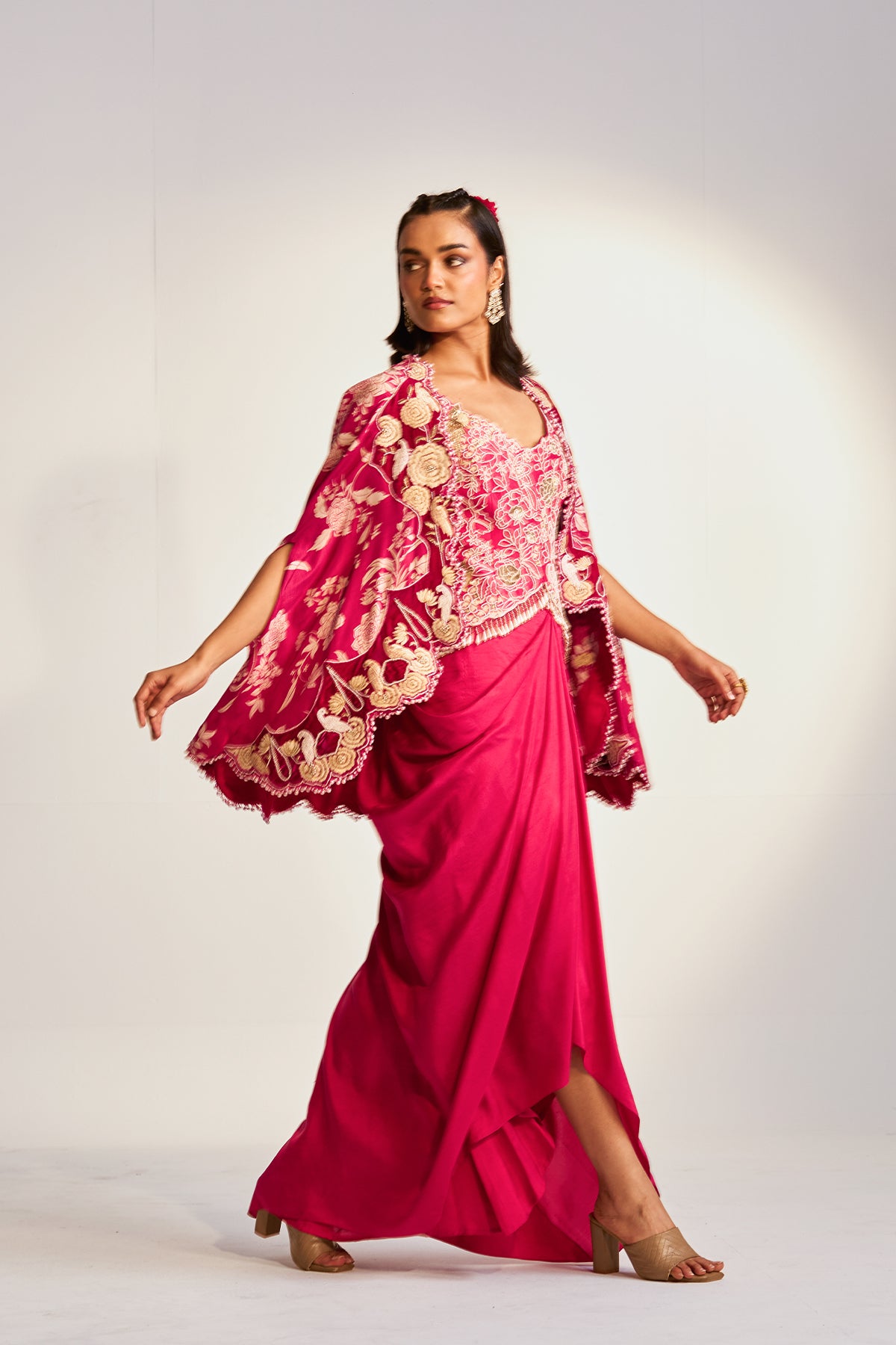 Cape and drape skirt set