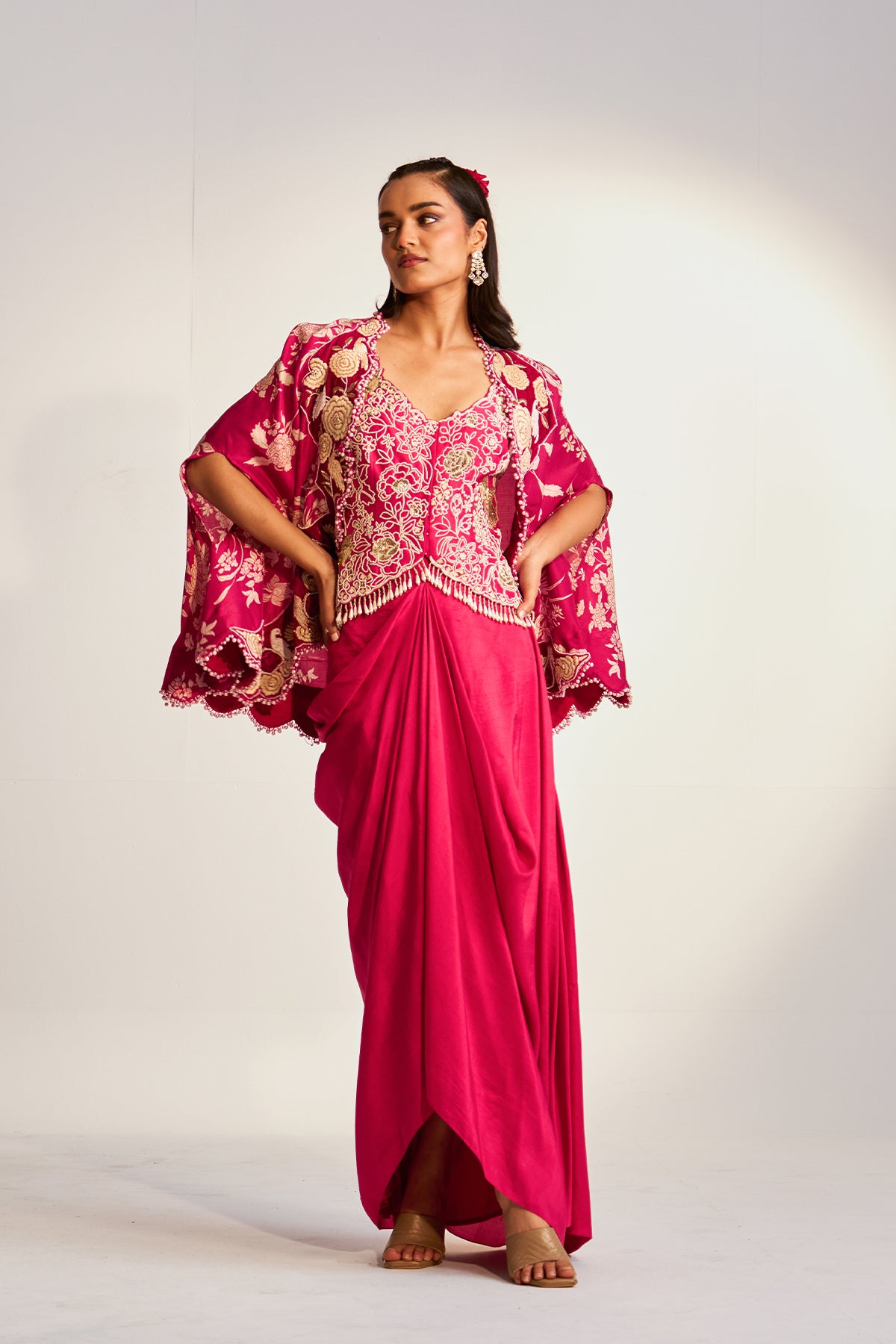 Cape and drape skirt set