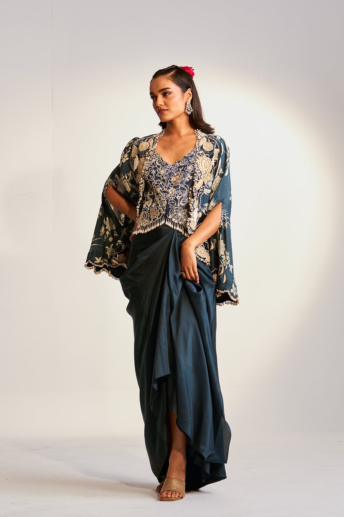 Cape and drape skirt set