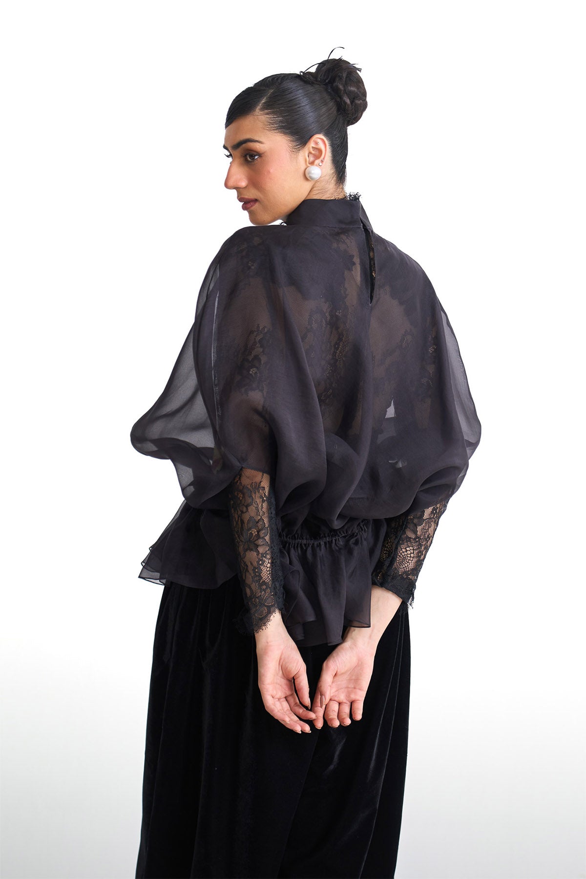 Pearl lily organza top