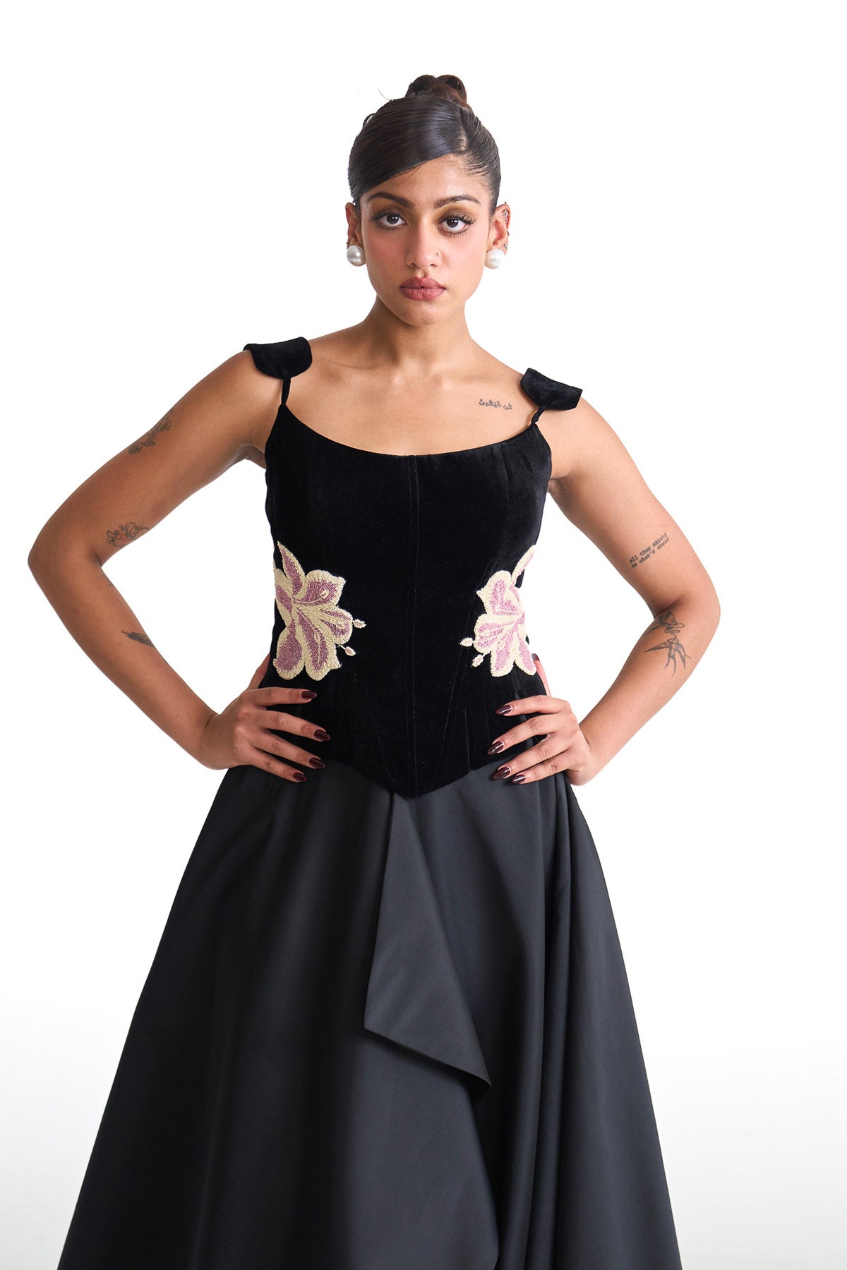 Pearl lily velvet corset top