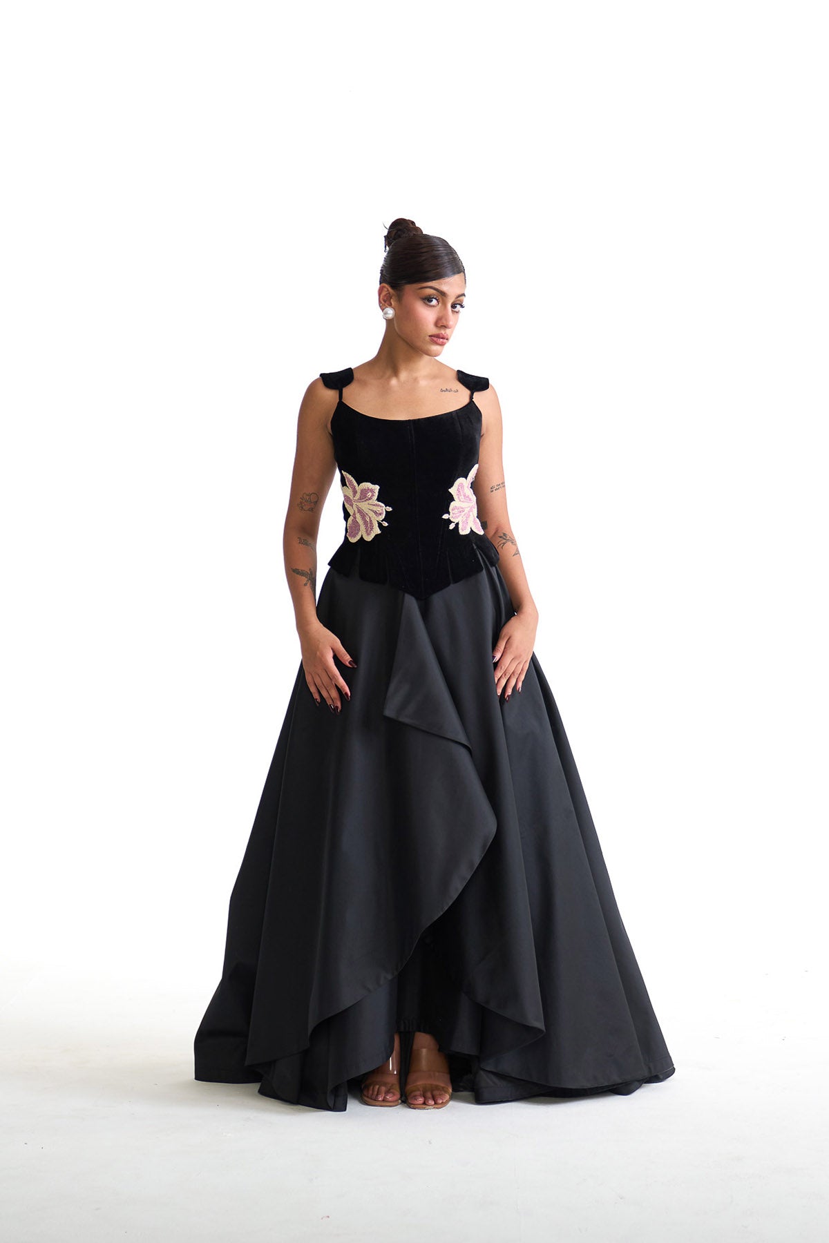 Pearl lily long asymmetric skirt