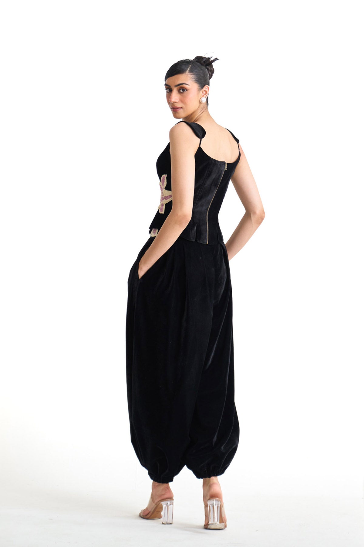 Pearl lily velvet corset top