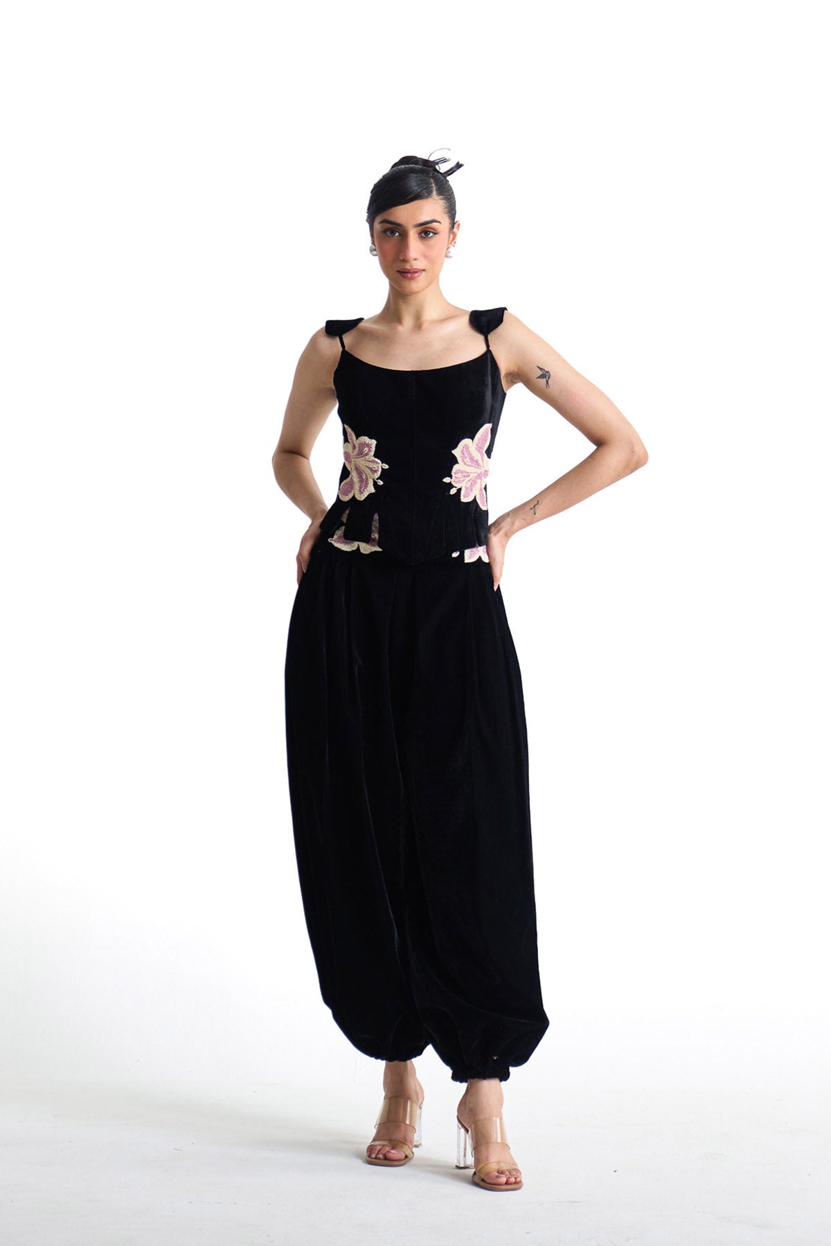 Pearl lily velvet corset top