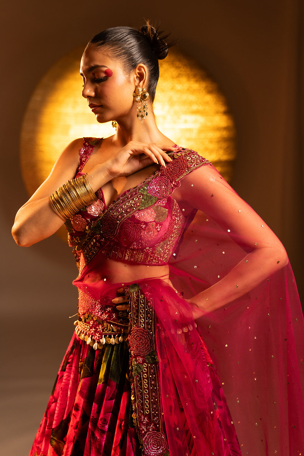 Scarlet Rose Tie Up Drape Lehenga