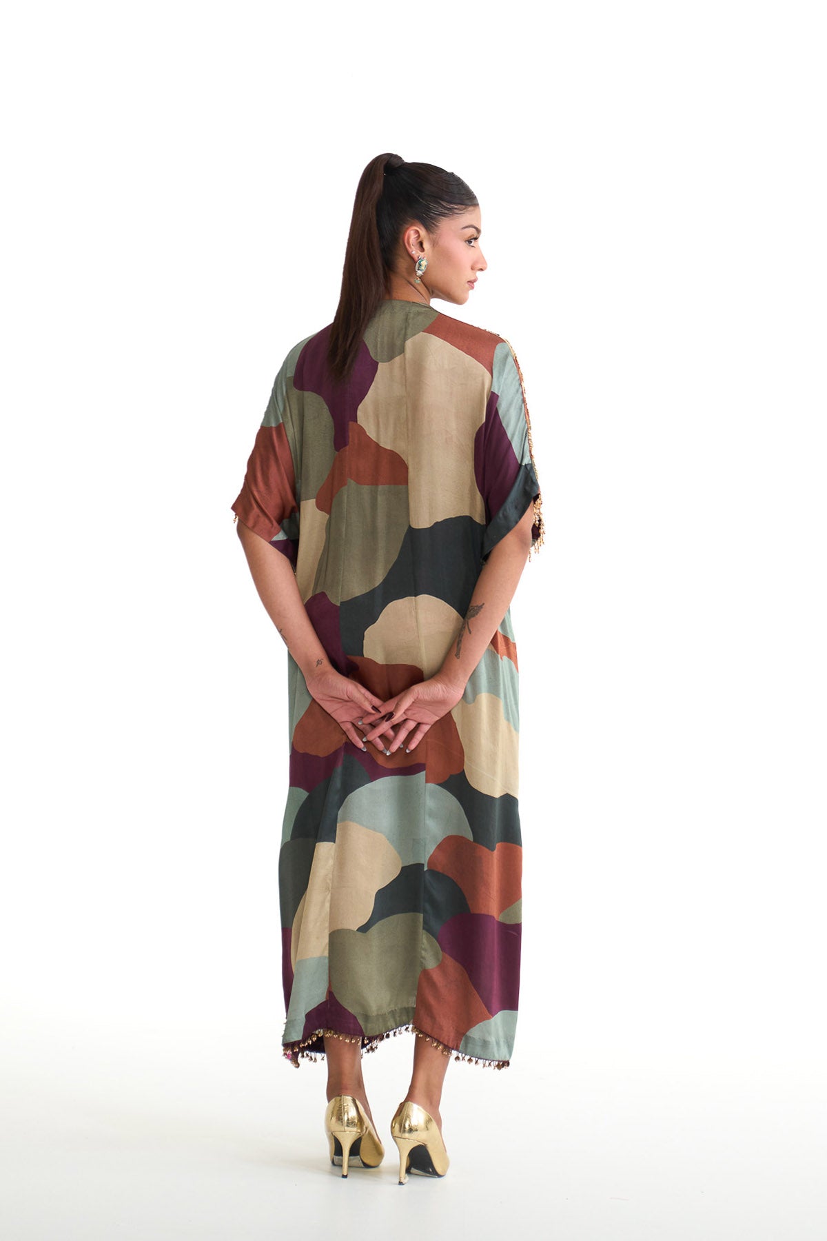 Plum garden drape kaftan
