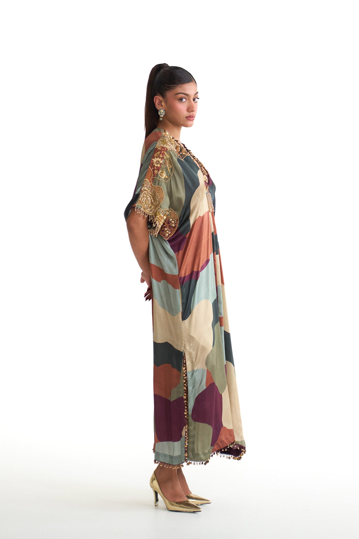 Plum garden drape kaftan