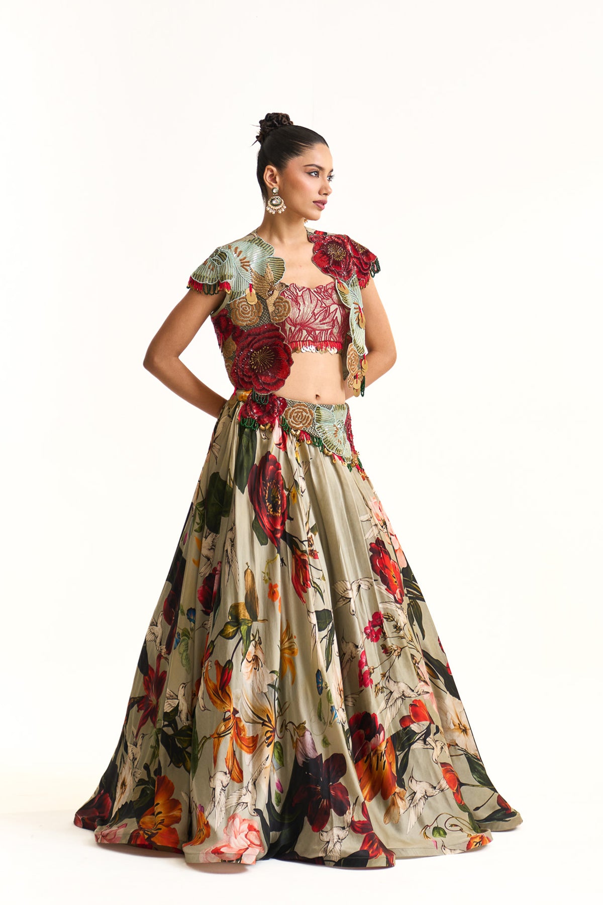 Wild blooms short jacket lehenga set