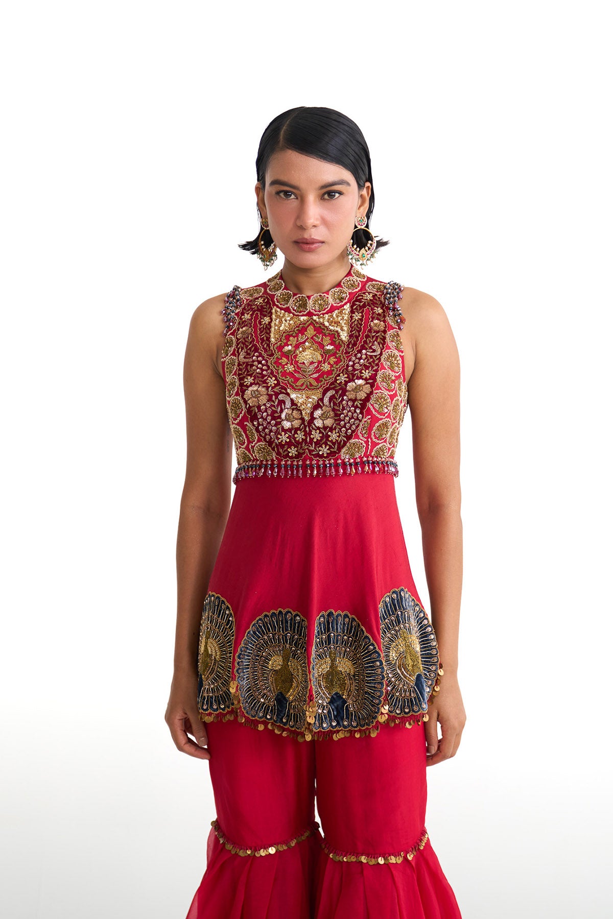 Mor pankh peplum garara set