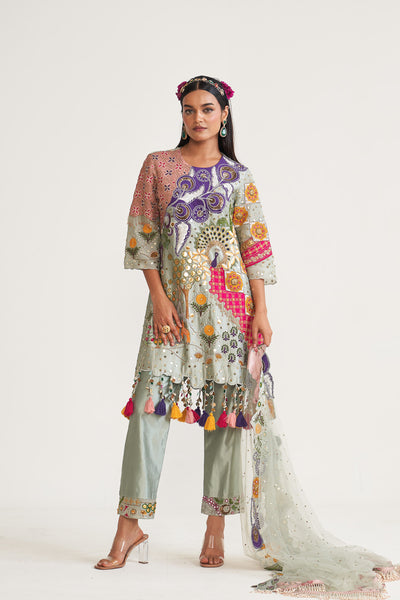 Powder blush Fringes suit set