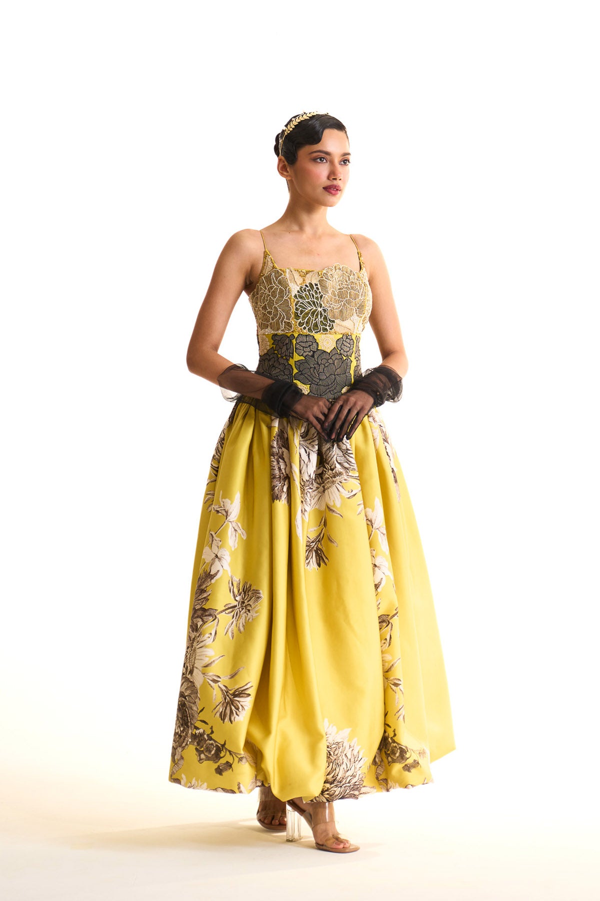 Black iris balloon dress