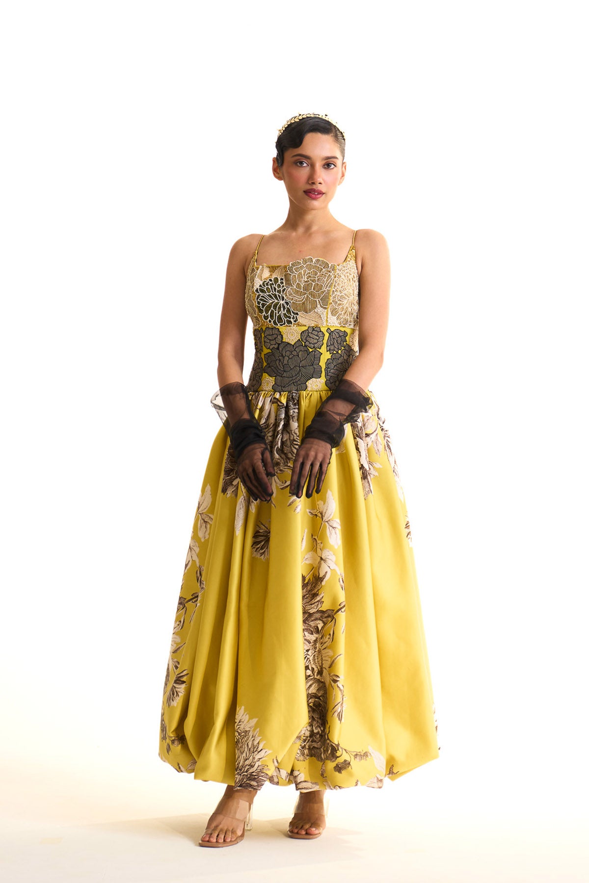 Black iris balloon dress