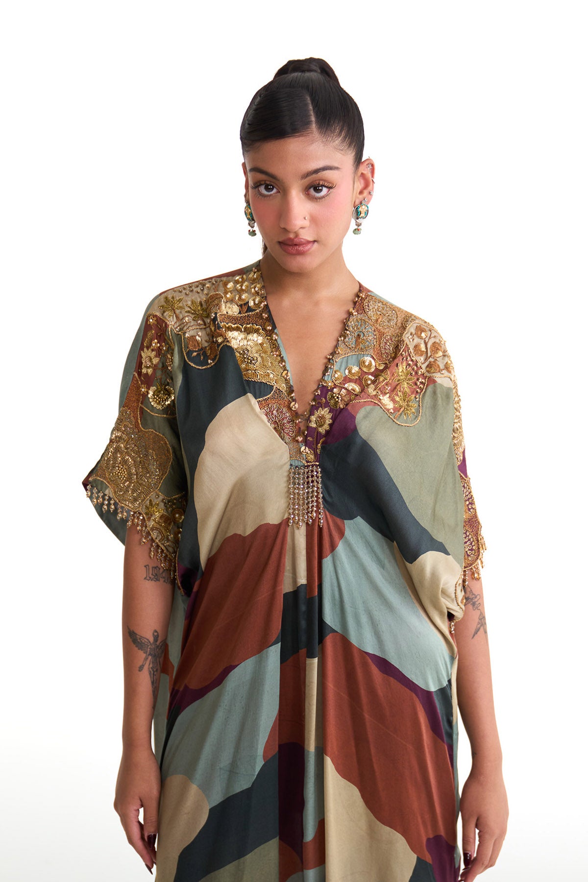 Plum garden drape kaftan