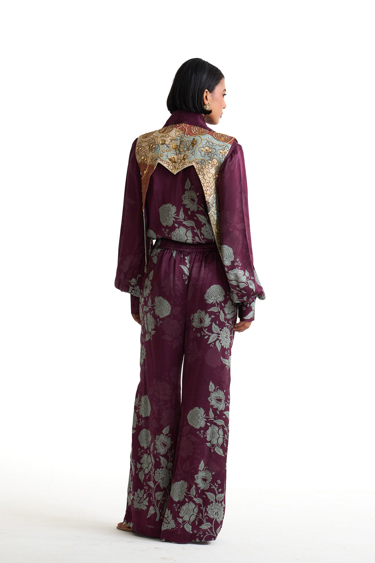 Plum garden collar shirt set