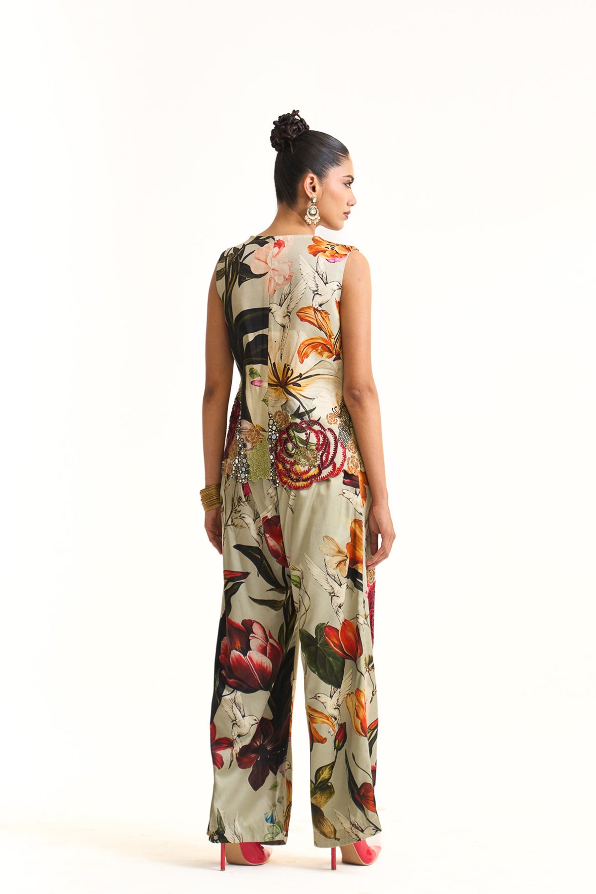 Wild blooms waist coat with pant set