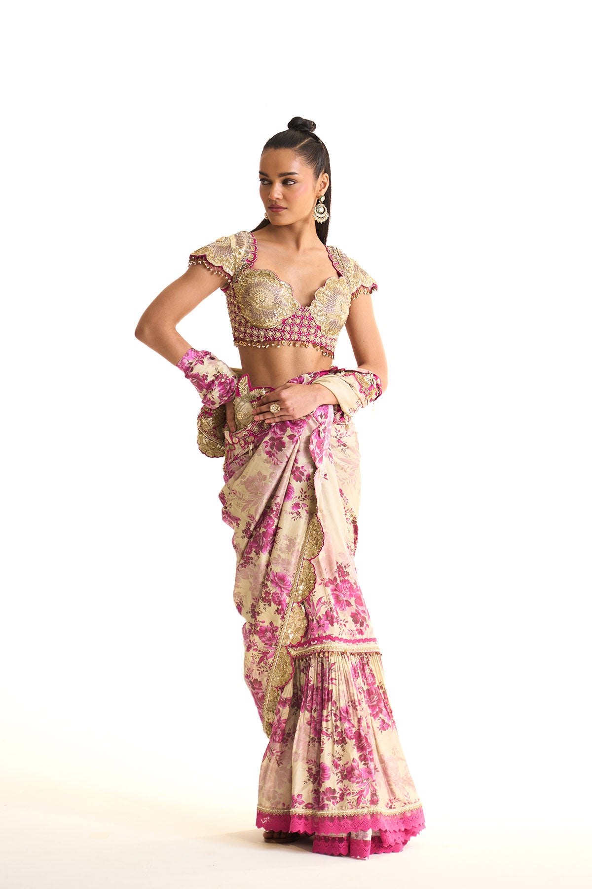 Pink moon Sharara saree