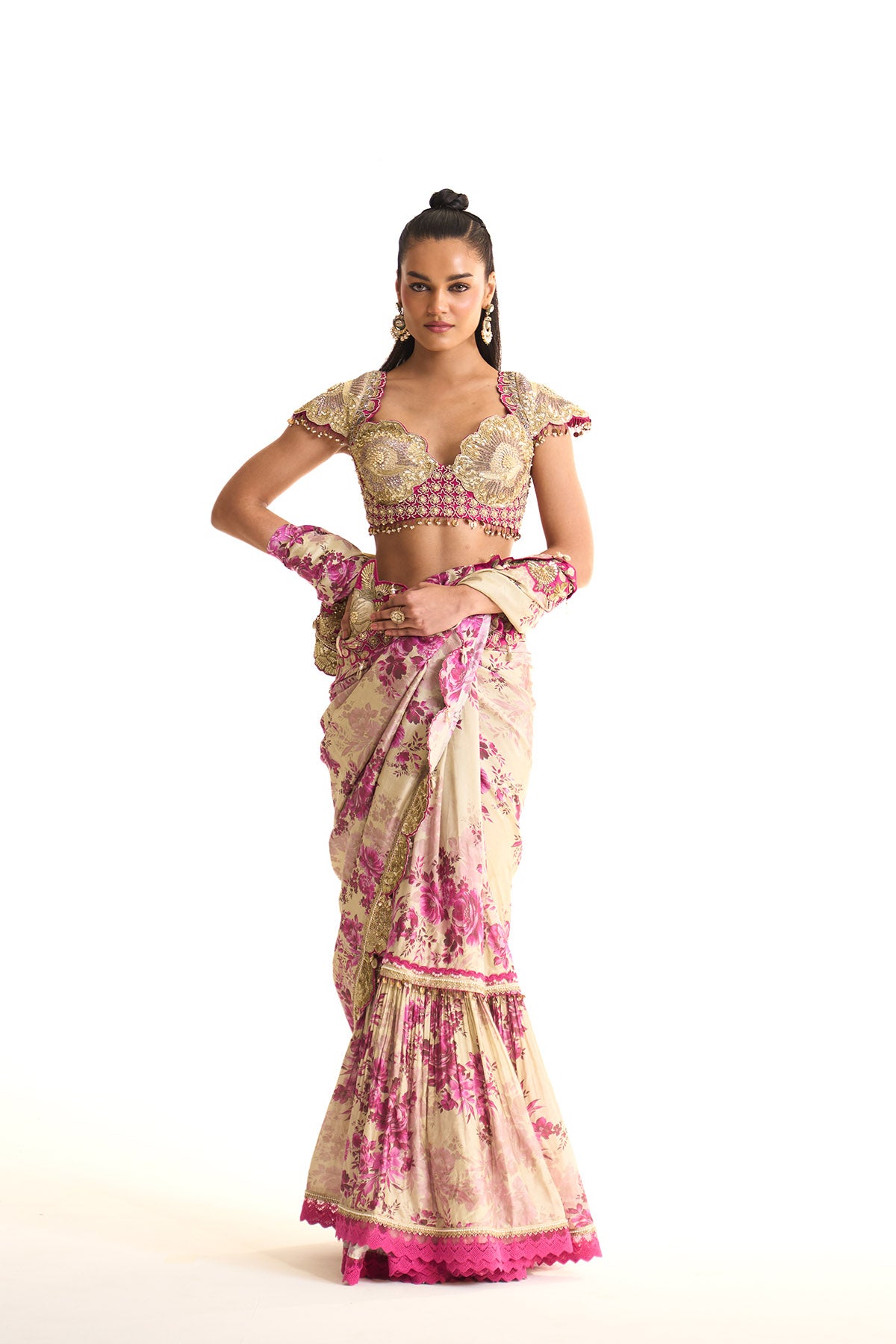 Pink moon Sharara saree
