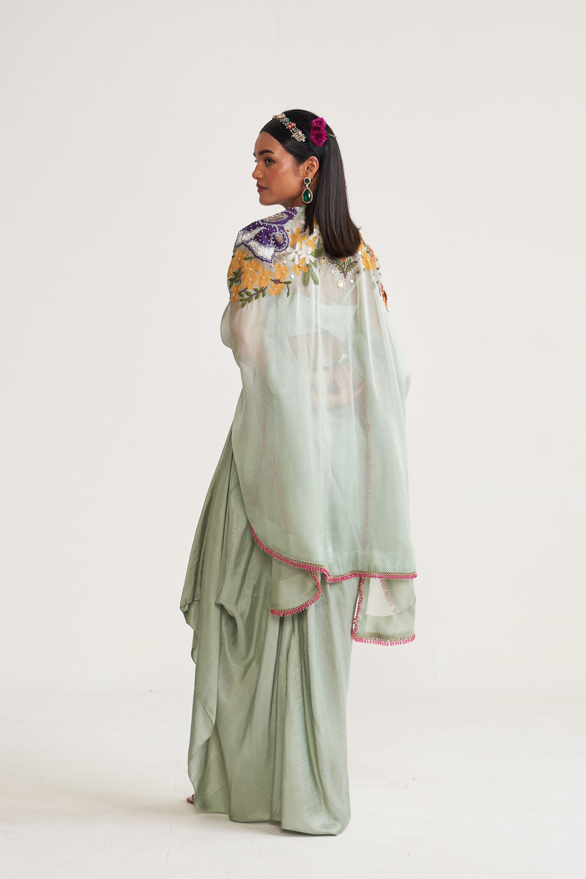 Drape skirt with Cape set