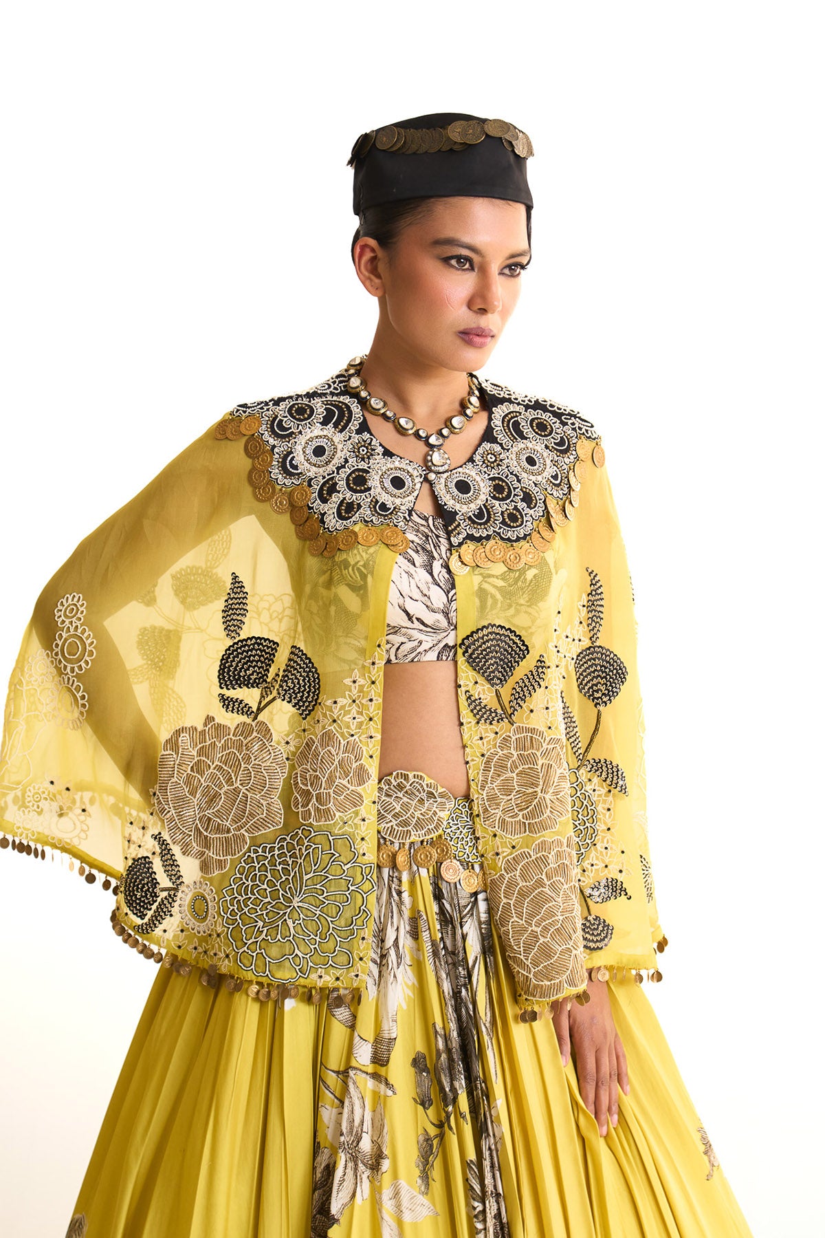 Black iris short cape set