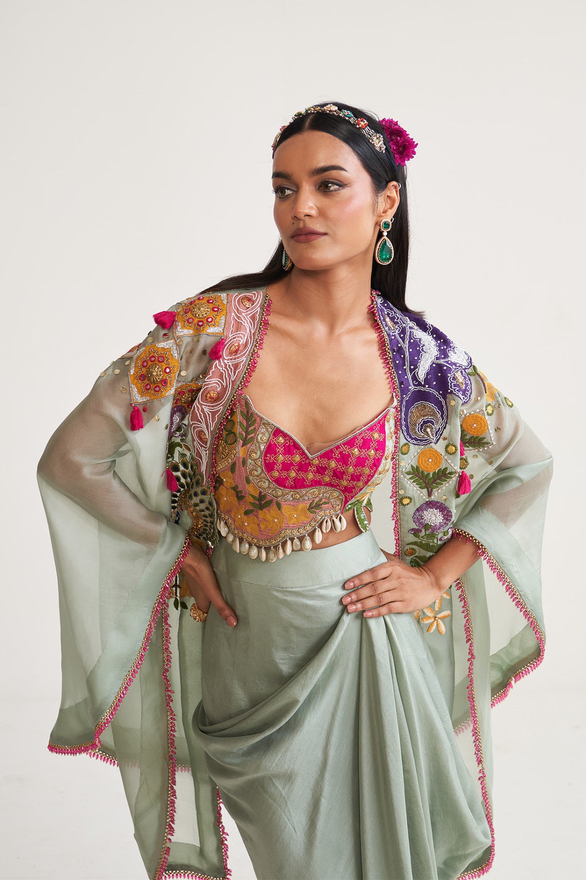 Drape skirt with Cape set