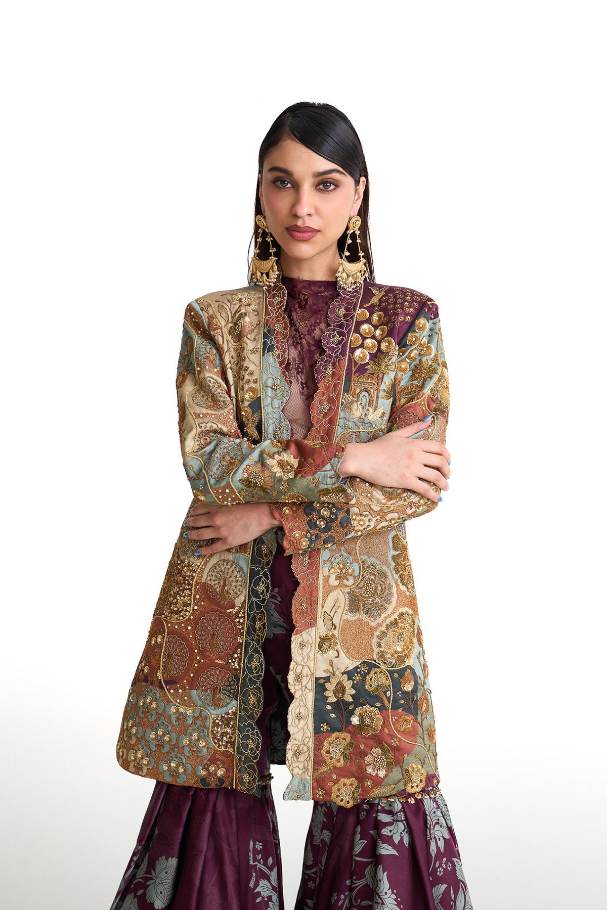 Plum garden long jacket set