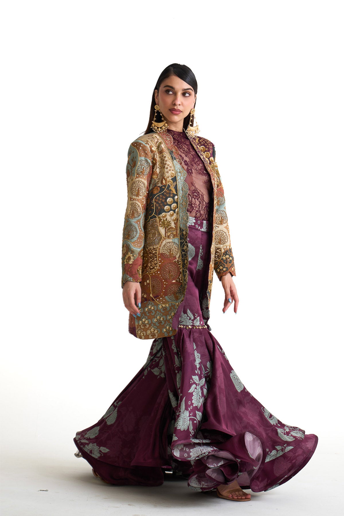 Plum garden long jacket set