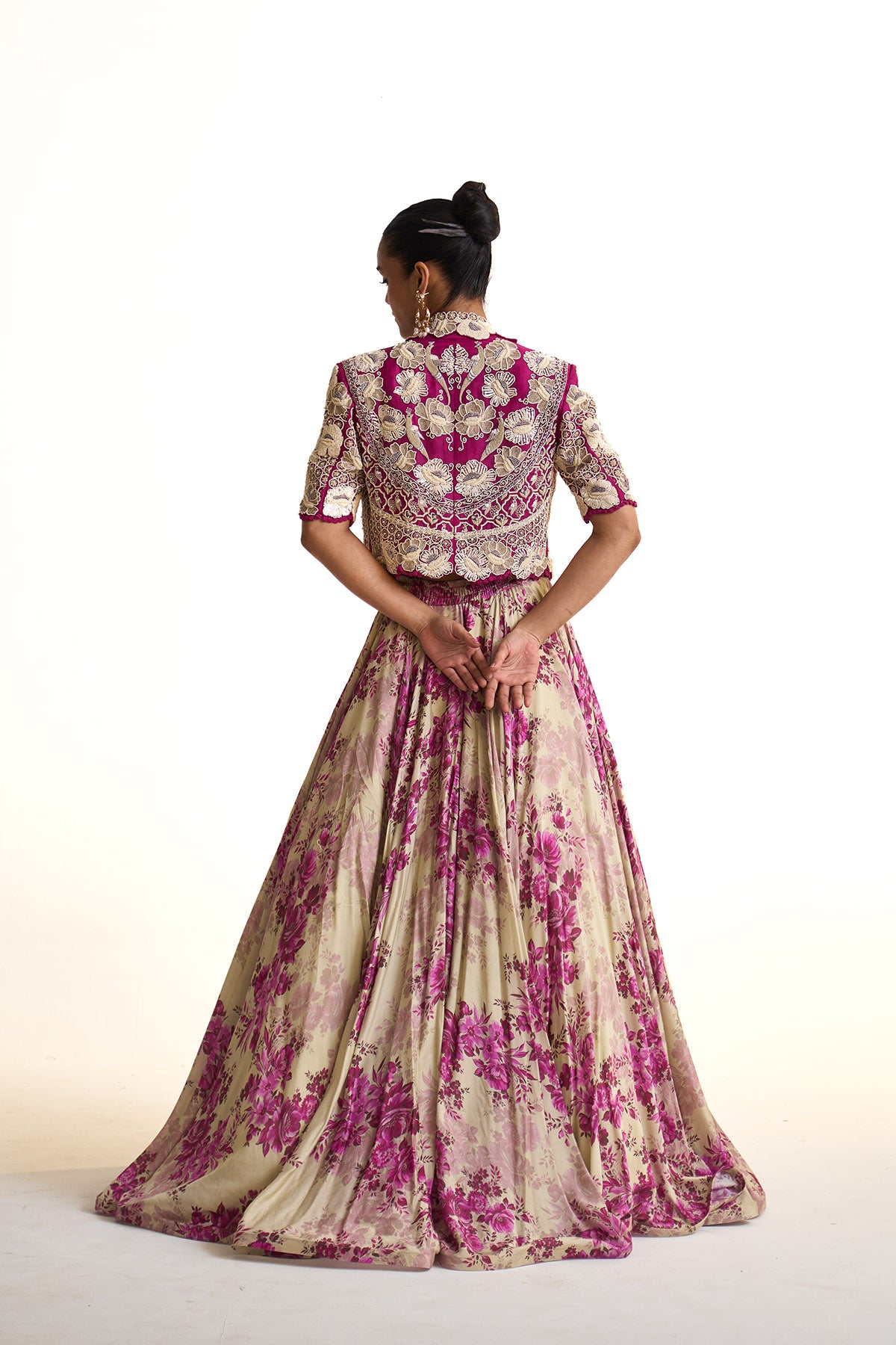 Pink moon crop blazer & skirt set