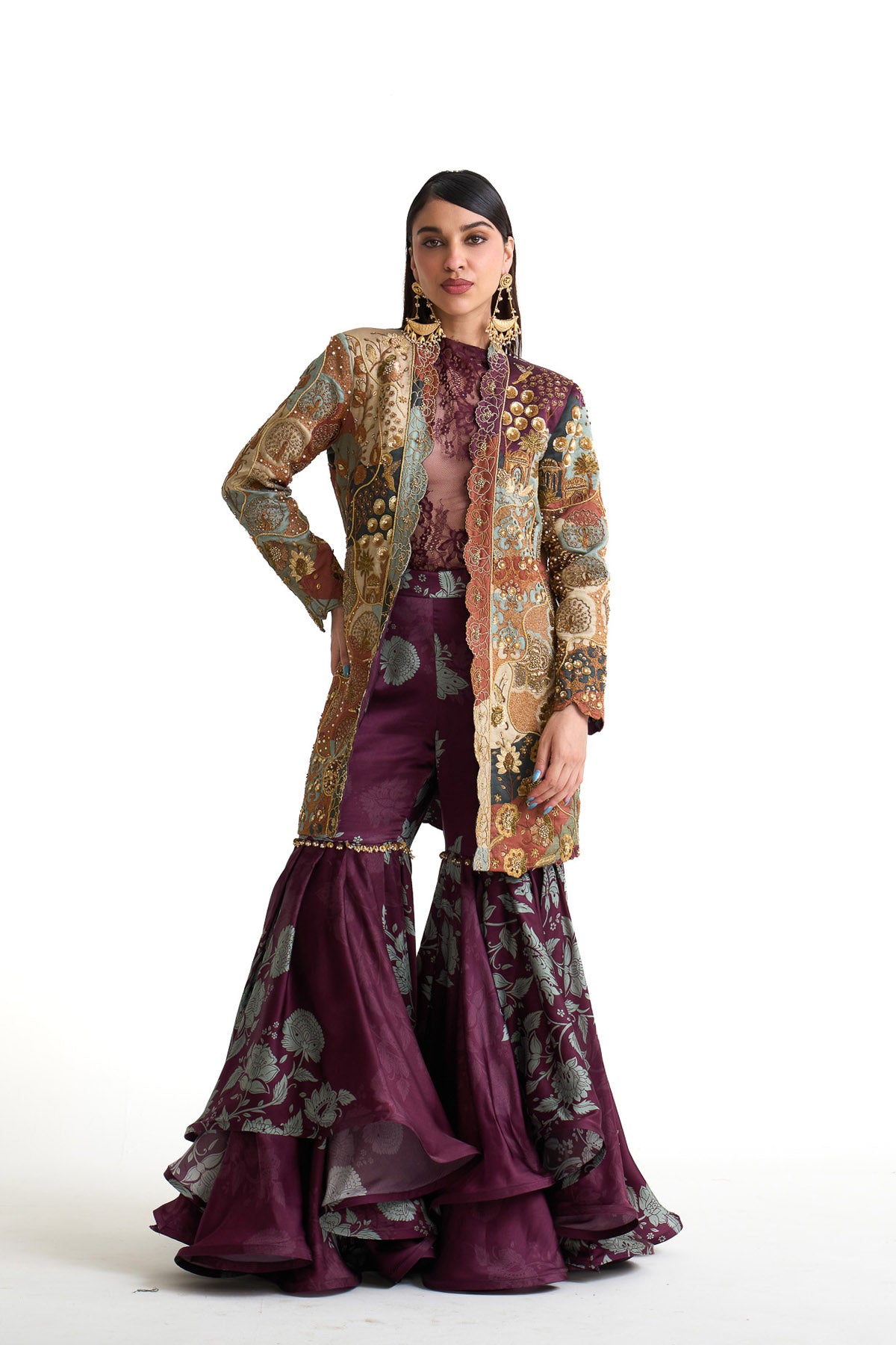 Plum garden long jacket set