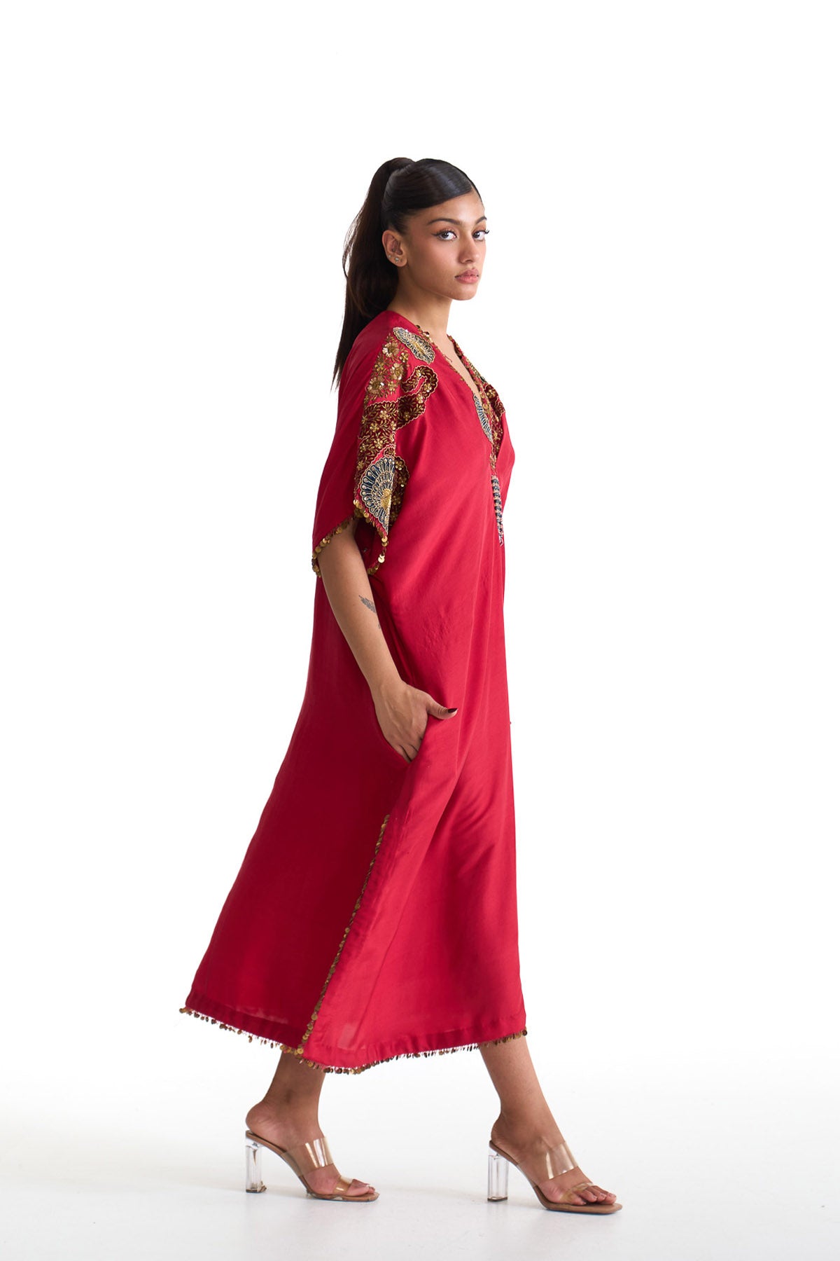 Mor pankh drape kaftan