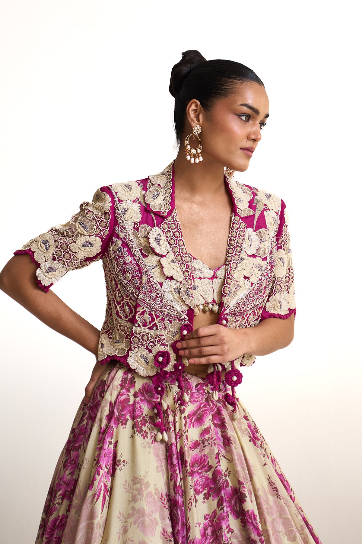 Pink moon crop blazer & skirt set