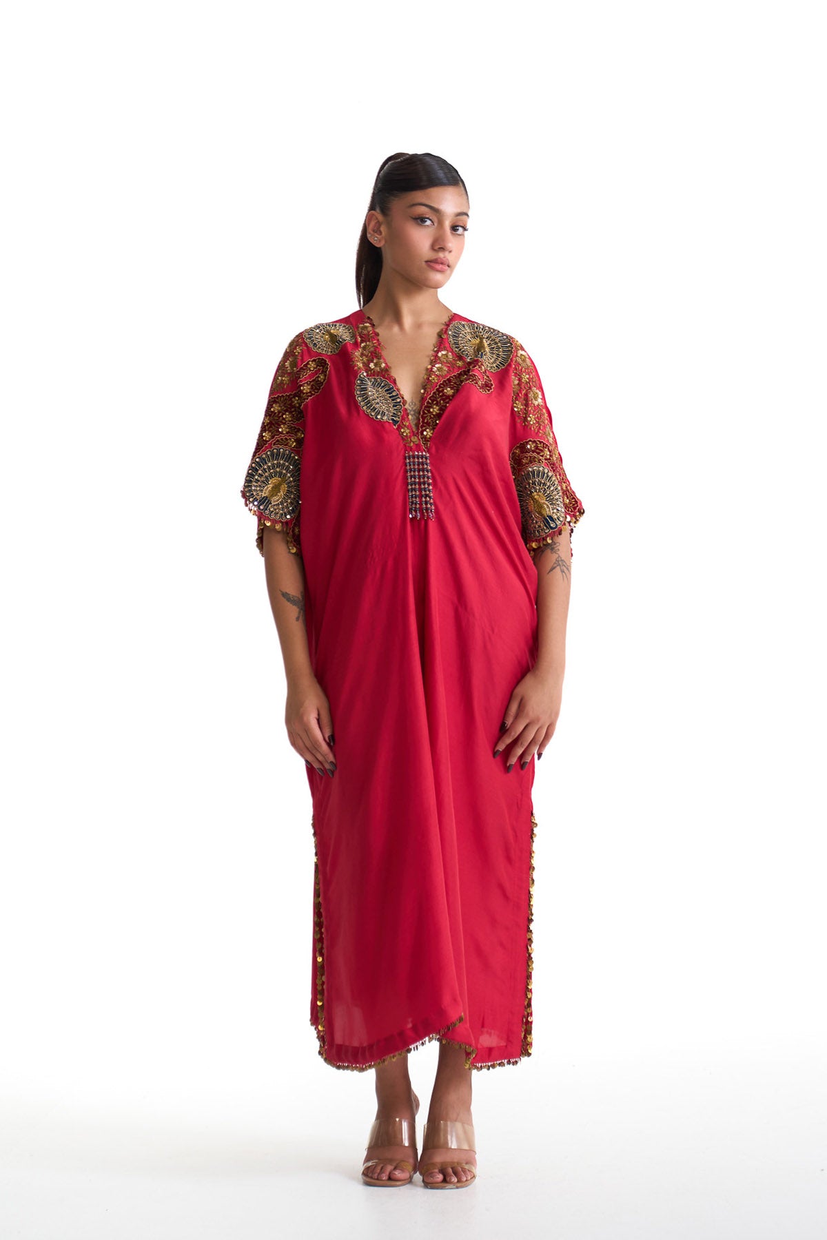 Mor pankh drape kaftan