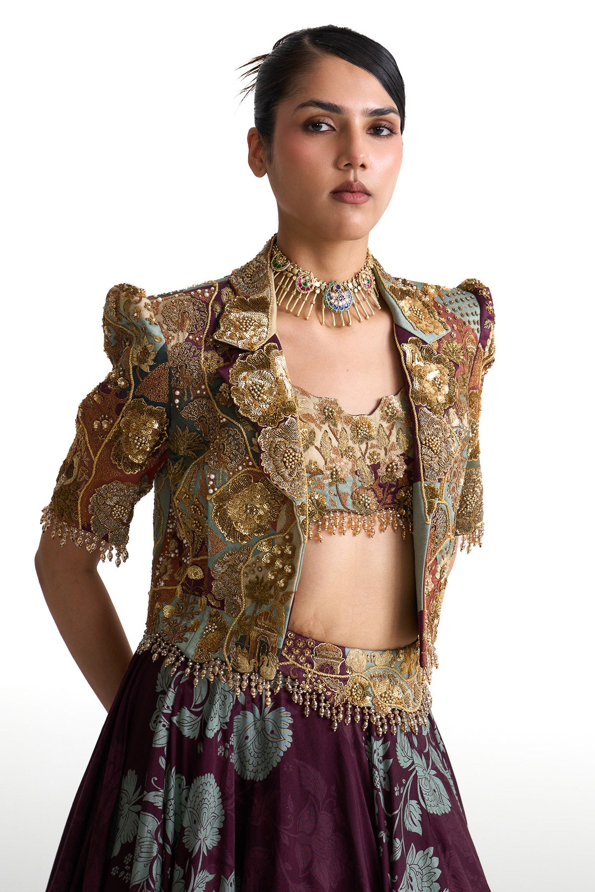 Plum garden crop blazer set