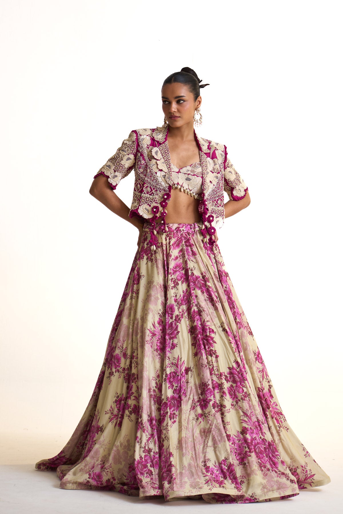 Pink moon crop blazer & skirt set