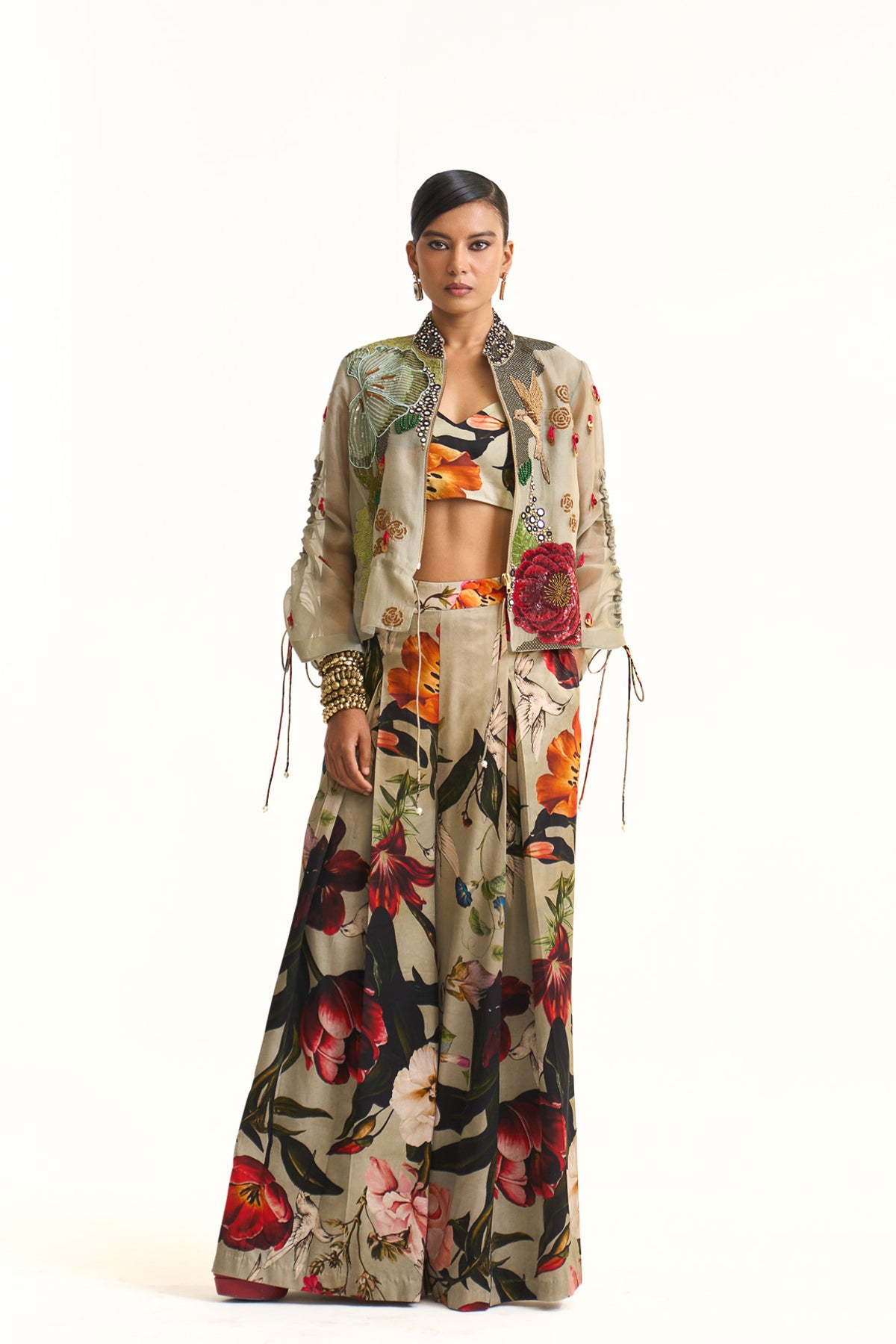 Wild blooms bomber jacket set